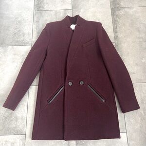 IRO Carey Wool Blend coat burgundy wine red 38 or M USA.